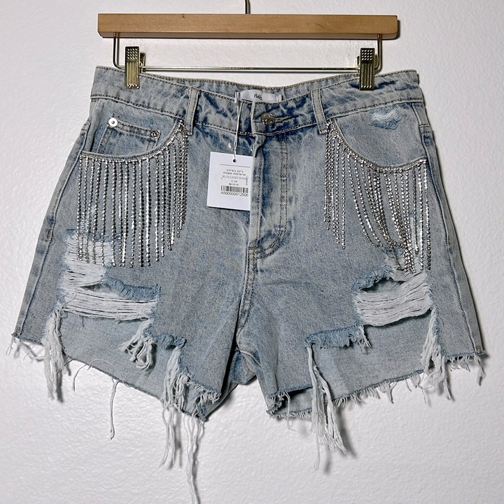 New Adika Blue-Light Jean Shorts Size L